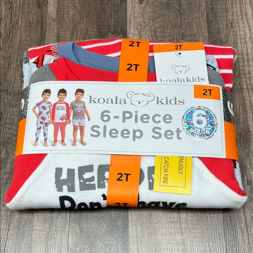 Koala Kids Red, Light Blue & Gray 6-Piece Toddler Sleep Set